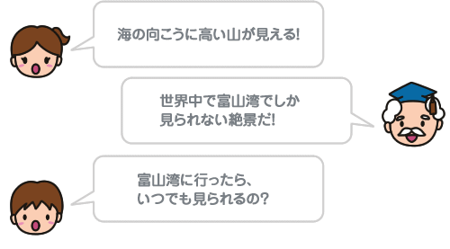 海の向こうに高い山が見える！ 世界中で富山湾でしか見られない絶景だ！ 富山湾に行ったら、いつでも見られるの？